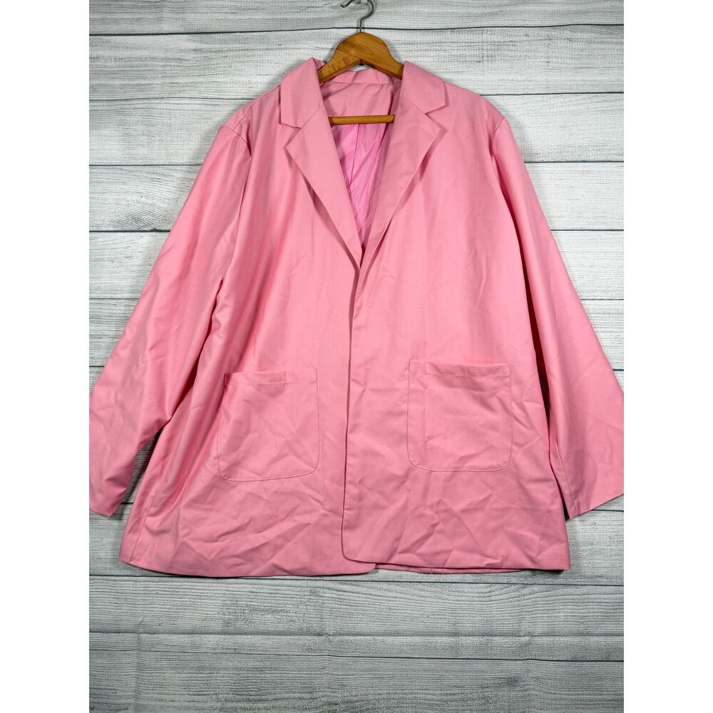 Womens 3X Pink Cotton Blend Lined Blazer Jacket Patch Pockets Plus Size Bin H